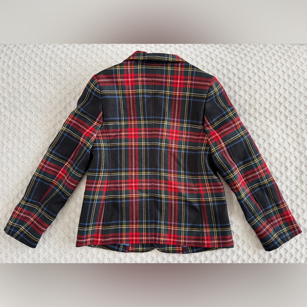 GUCCI Kids Elementary Tartan Blazer Jacket Size 6 Red Black Green Yellow Plaid - Picture 6 of 15